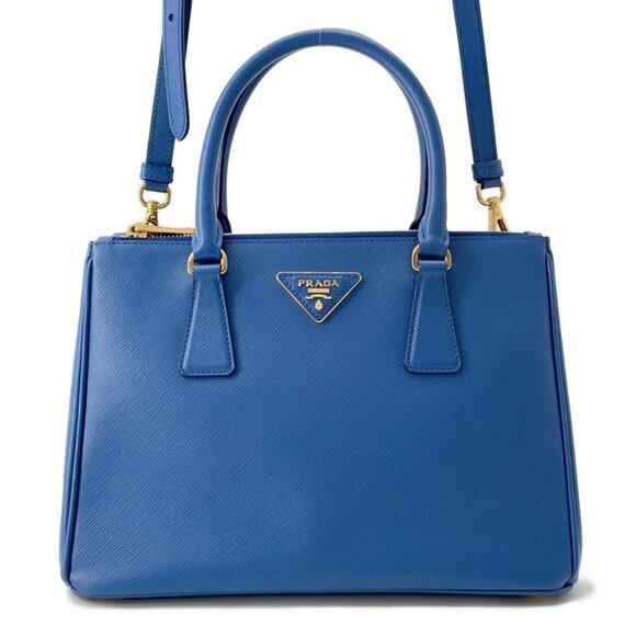 PRADA Blue Saffiano Shoulder Bag - Picture 1 of 16